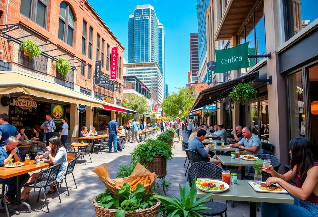 Outdoor dining scene showcasing healthy meals in Austin.