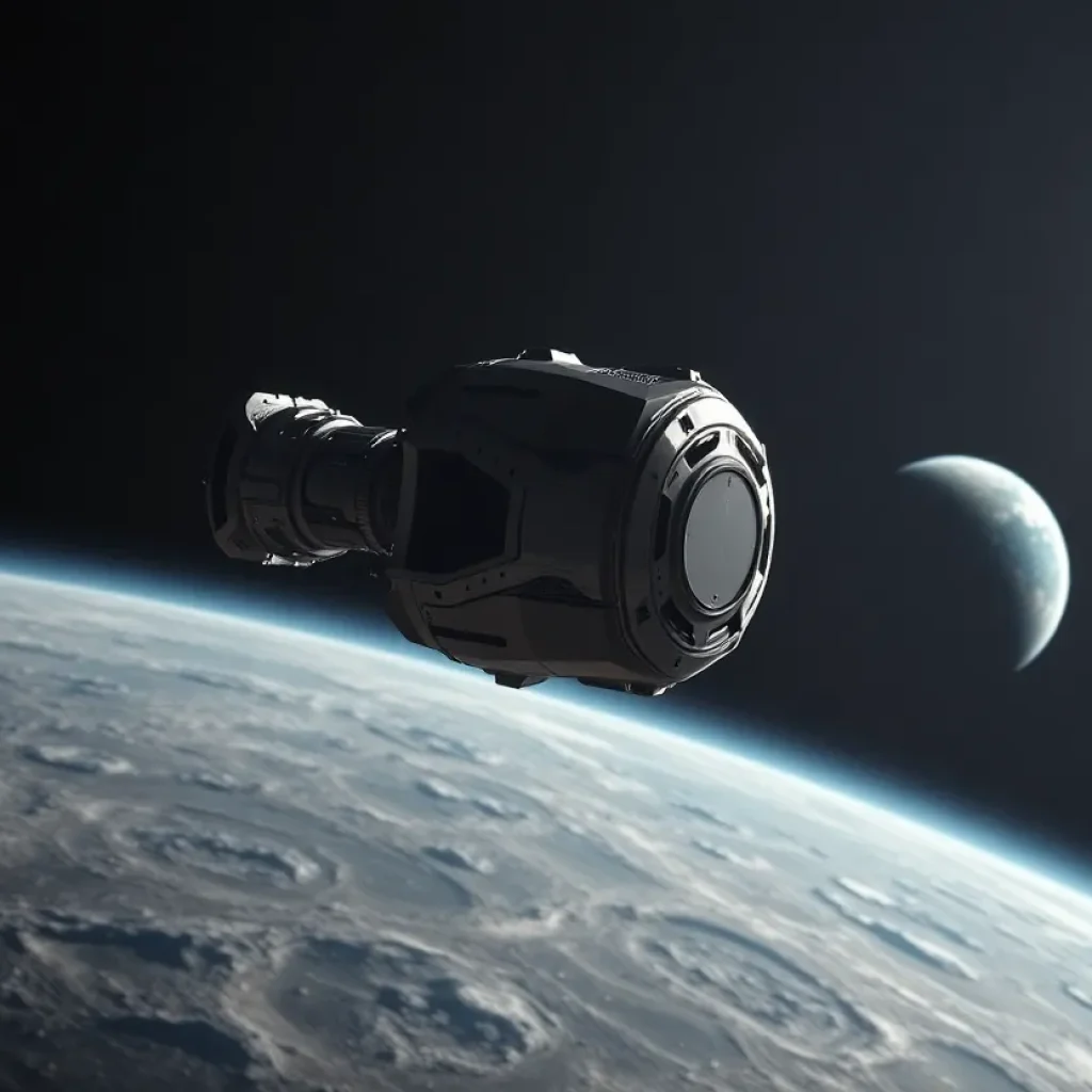Blue Ghost lunar lander in orbit around the Moon