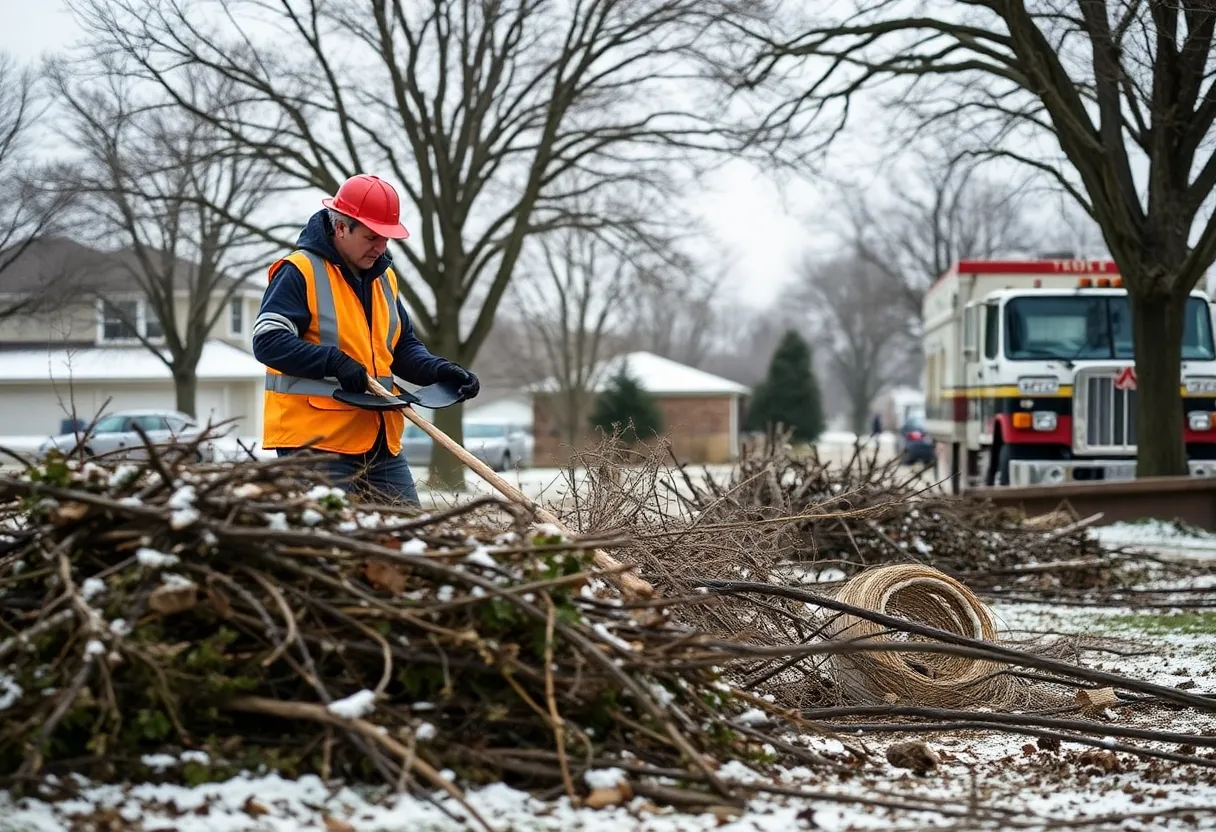 Round Rock cleanup crew working on storm debris removal