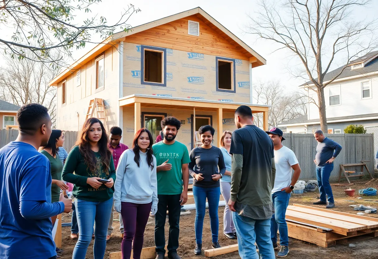 Volunteers building a home in Hutto for Extreme Makeover: Home Edition