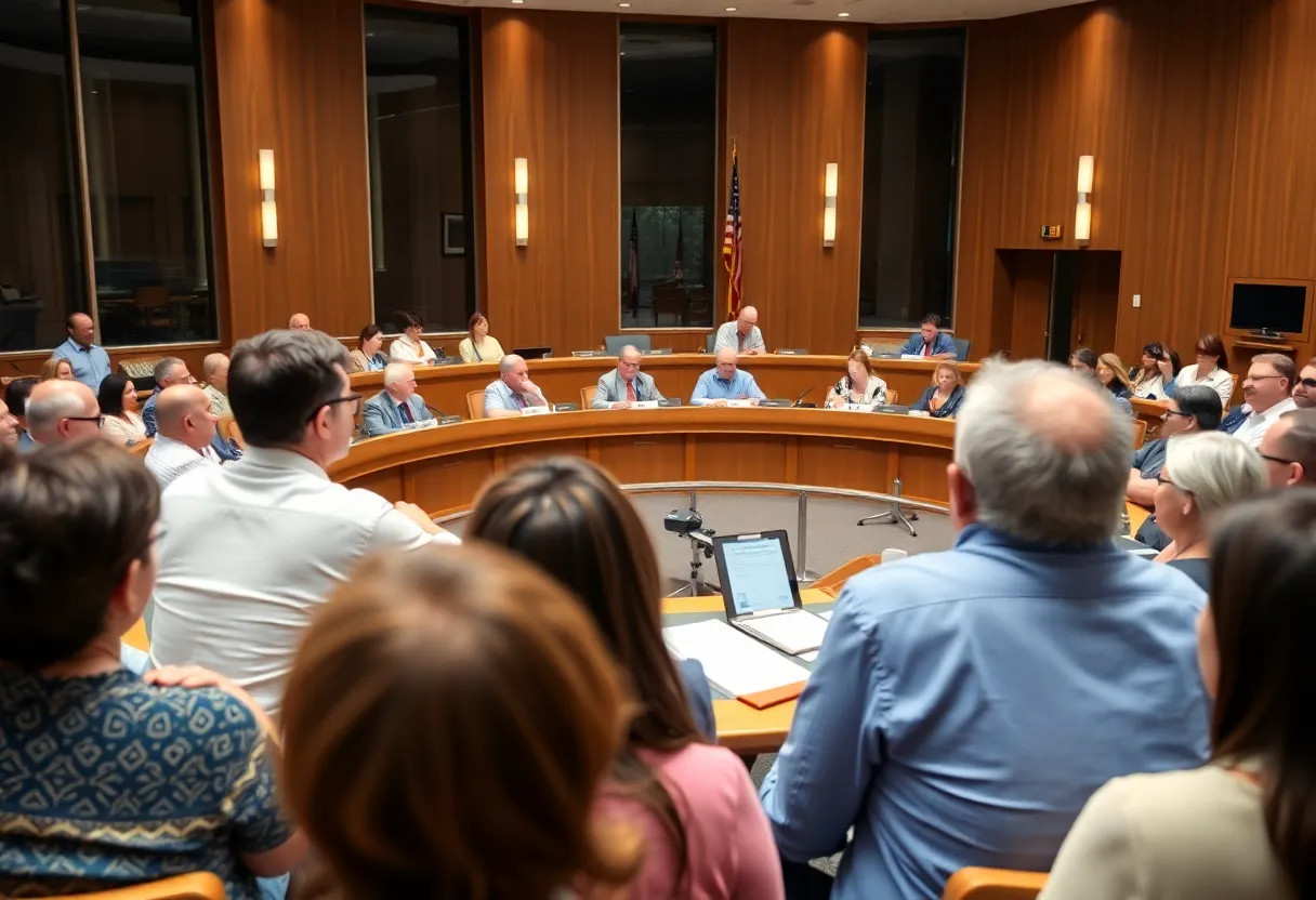 Georgetown city council discussing the new budget