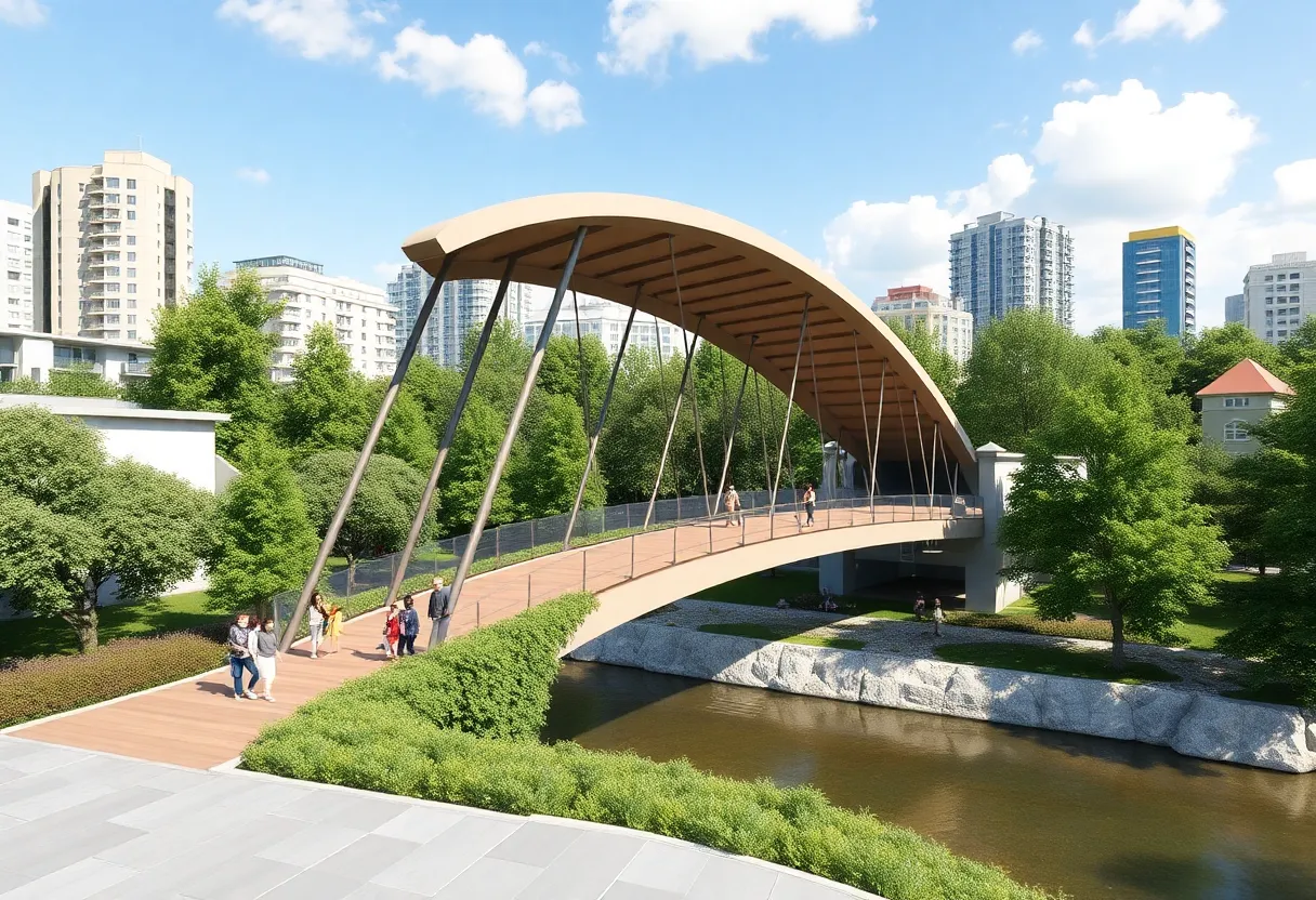 Architectural rendering of the new pedestrian bridge in Georgetown
