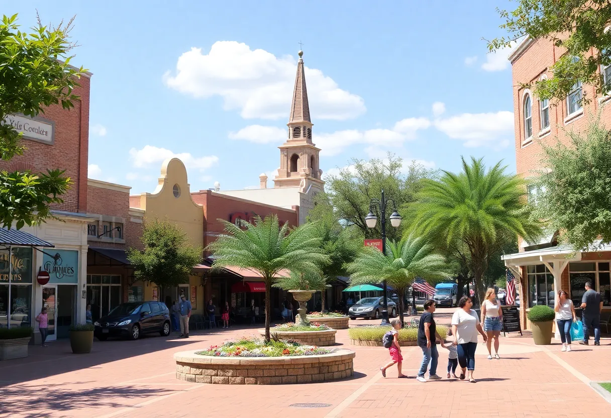 Families in Georgetown Texas enjoying the town square
