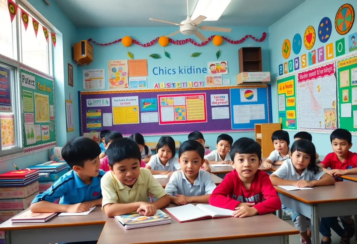 Students engaged in a bilingual classroom setting