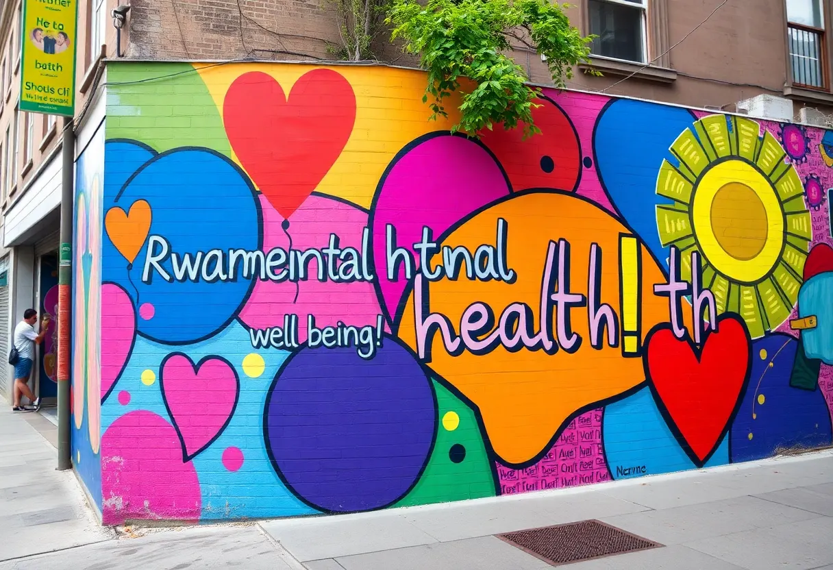 Mural promoting mental health awareness in Austin.