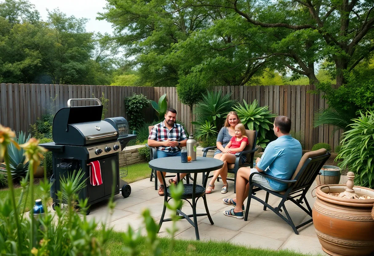 A family enjoying a mosquito-free backyard in Central Texas.