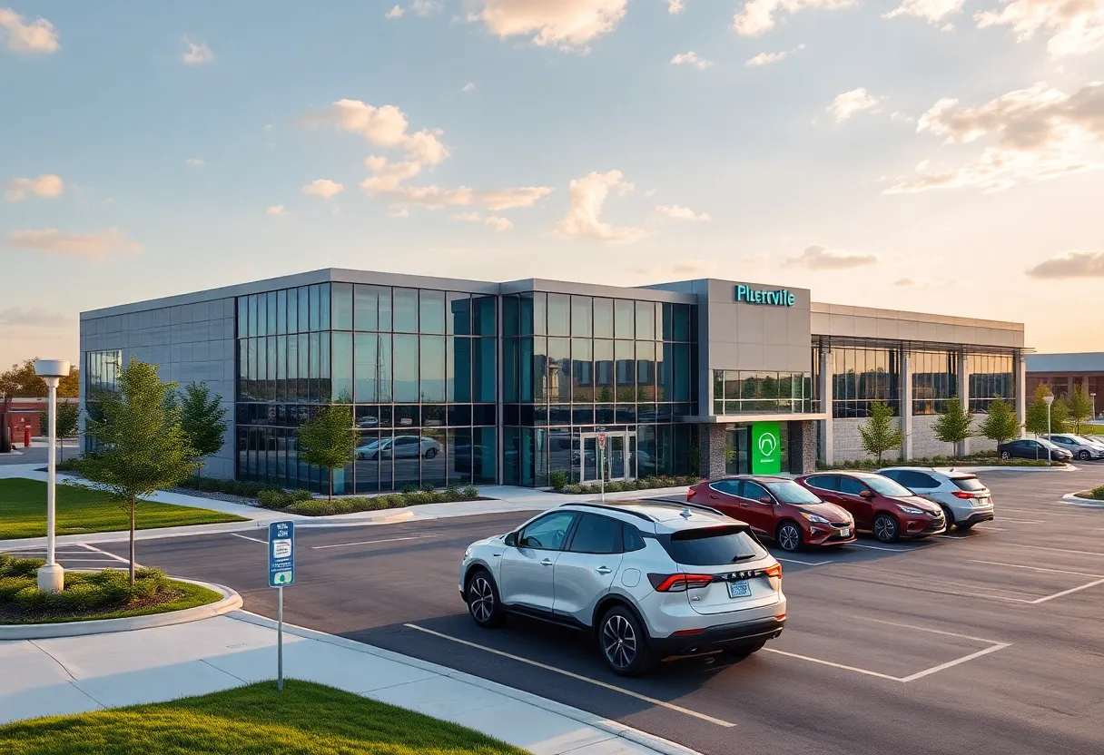 Pflugerville business park with electric vehicles