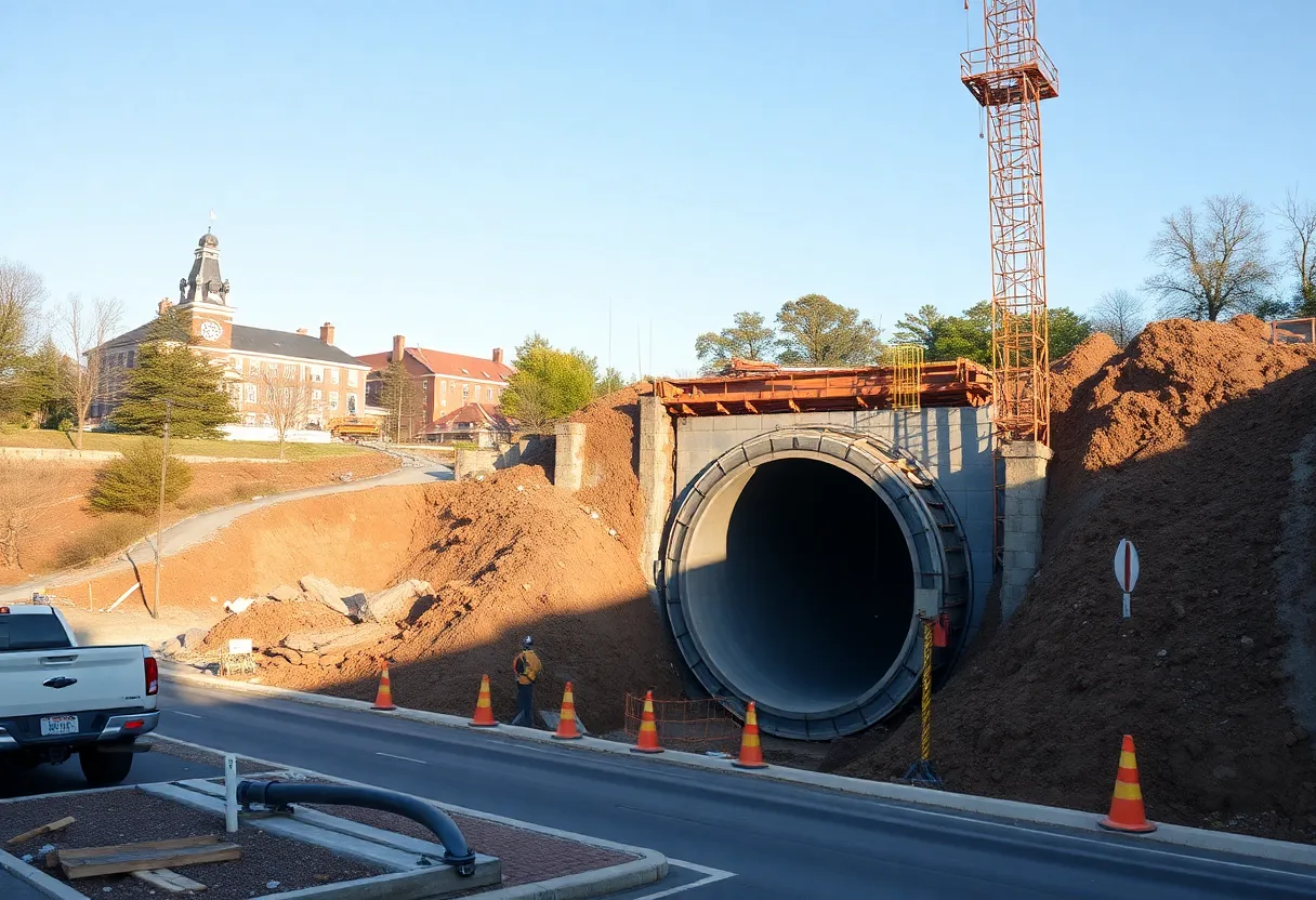 Construction of the Potomac River Tunnel Project near Georgetown University