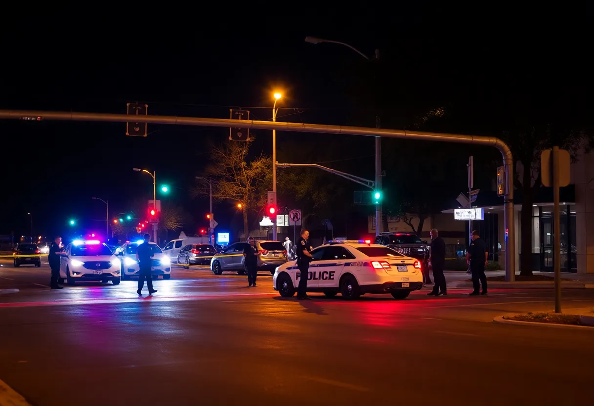 Police cars at a scene of investigation in Round Rock