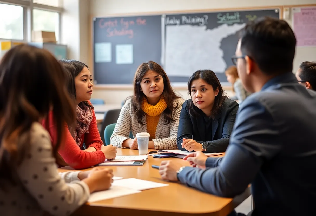 Parents discussing school safety policies