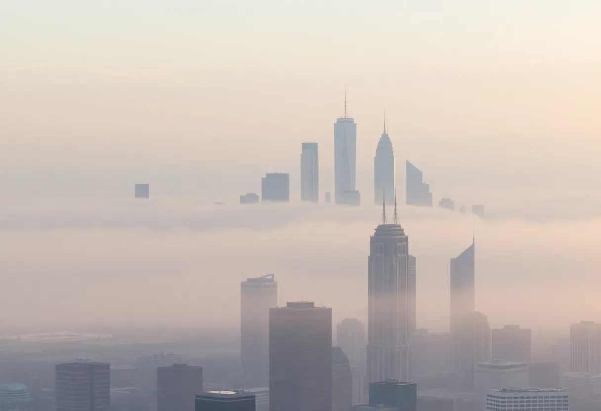 View of Texas skyline with noticeable air pollution.
