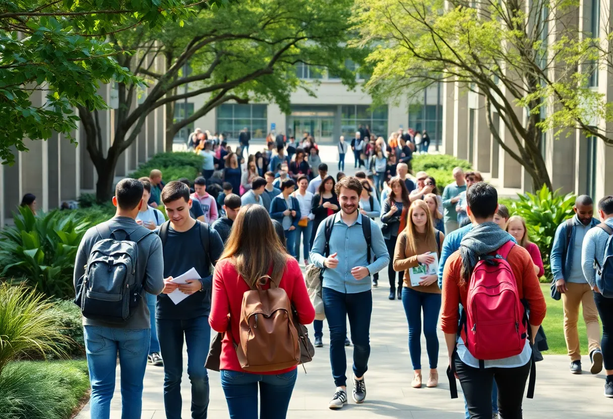 Students gathering at the University of Austin opening ceremony