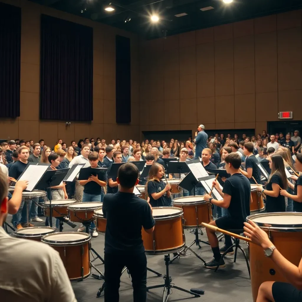 Vandegrift High School percussion ensemble performing at the Midwest Clinic.