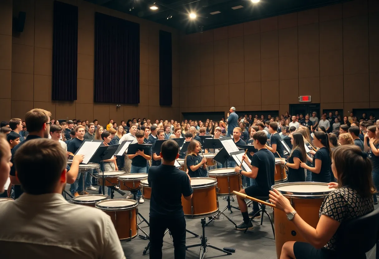 Vandegrift High School percussion ensemble performing at the Midwest Clinic.