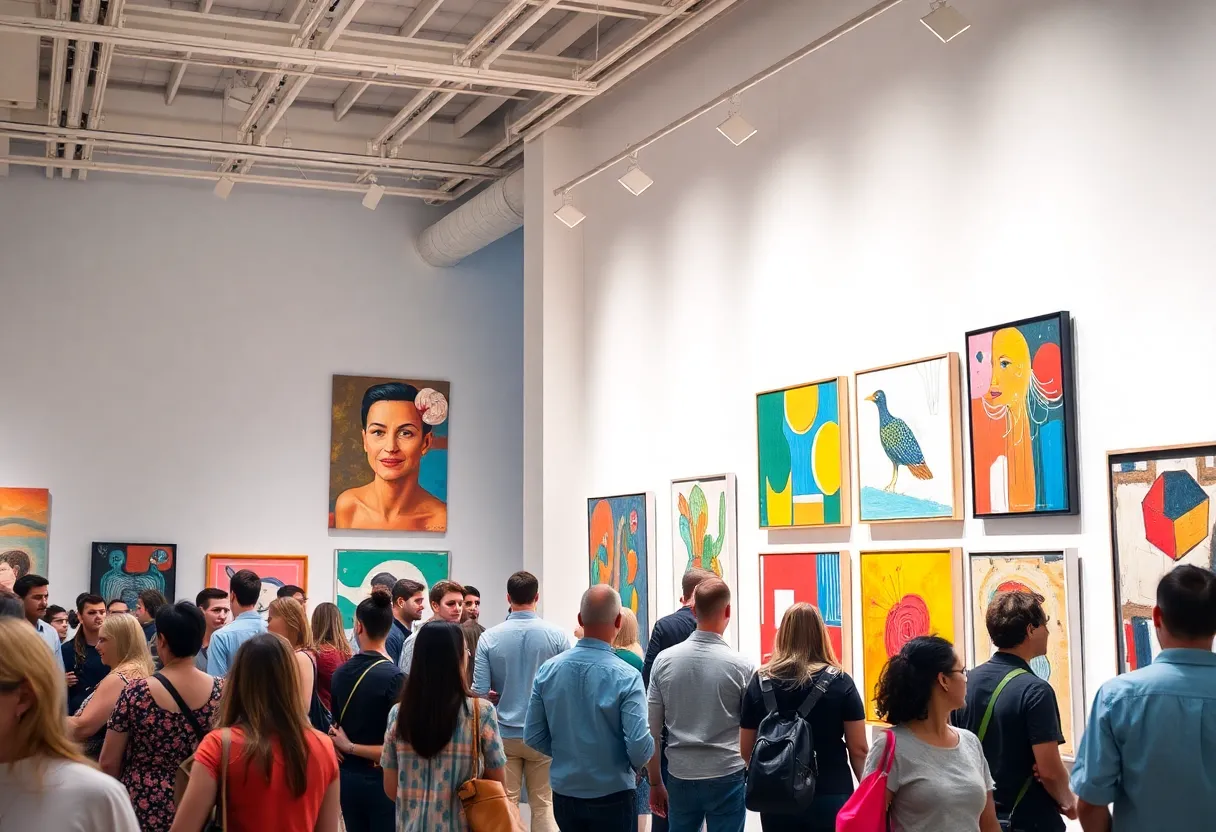 Art enthusiasts at Williamson County Art Guild Gallery event