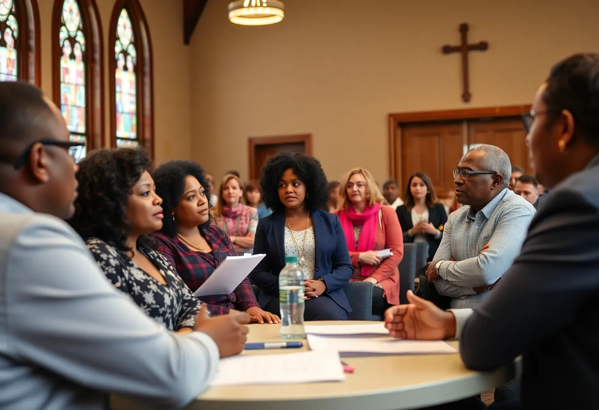Community members discussing education policies in Cedar Park