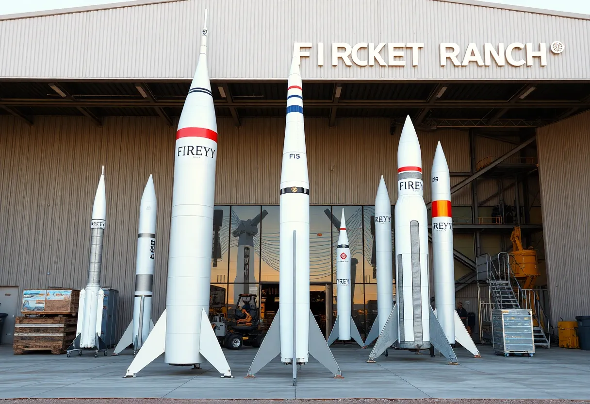 Firefly Aerospace Rocket Ranch expansion with rockets under construction.