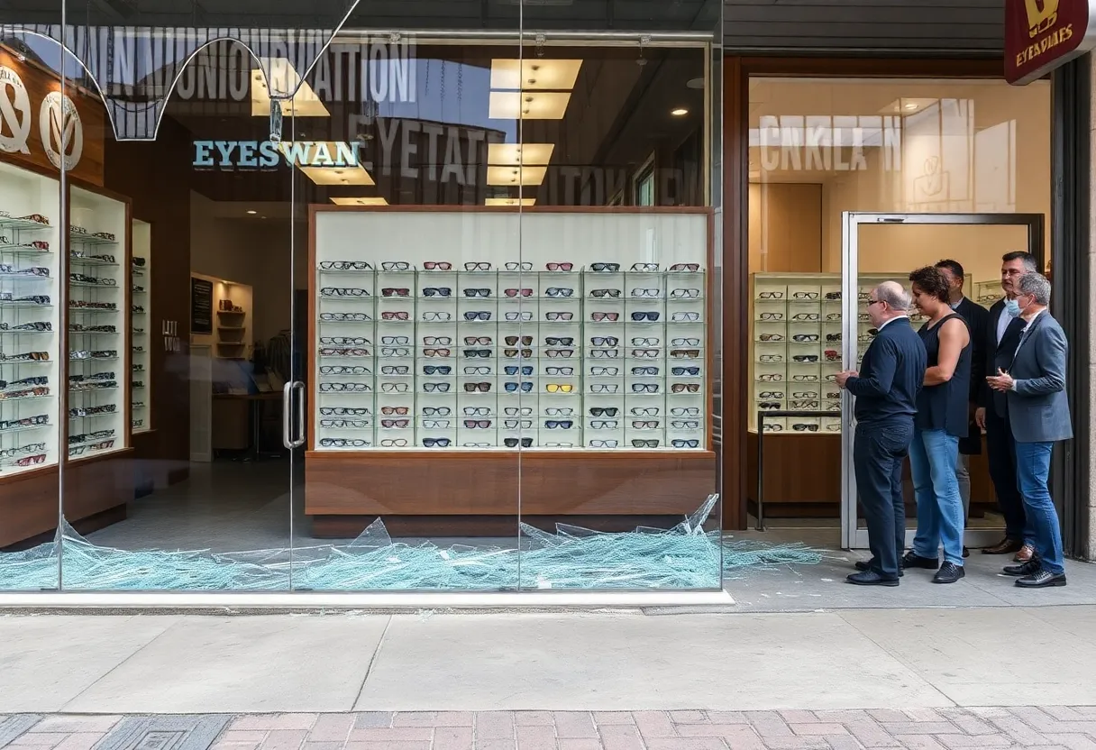 Georgetown eyewear store with broken displays