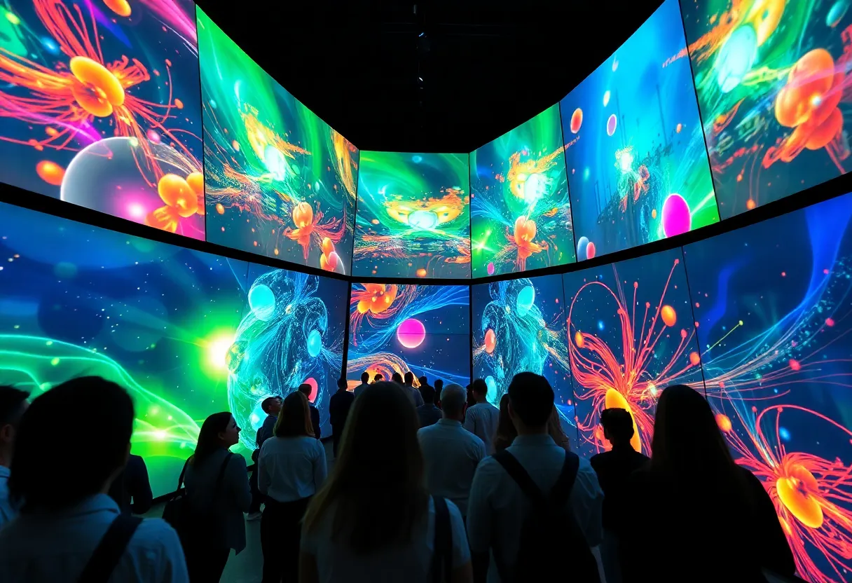 Interactive three-screen film installation in Austin