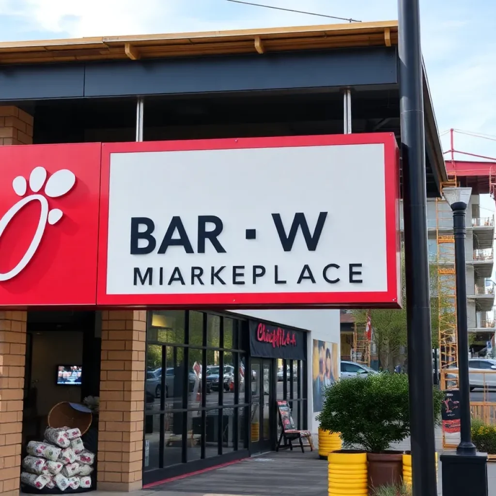 Construction area at Bar W Marketplace for new Chick-fil-A