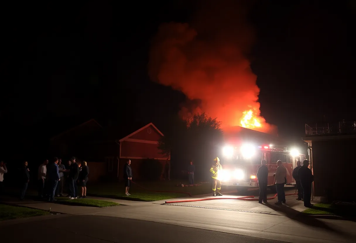 Firefighters battling a blaze in Cedar Park neighborhood.