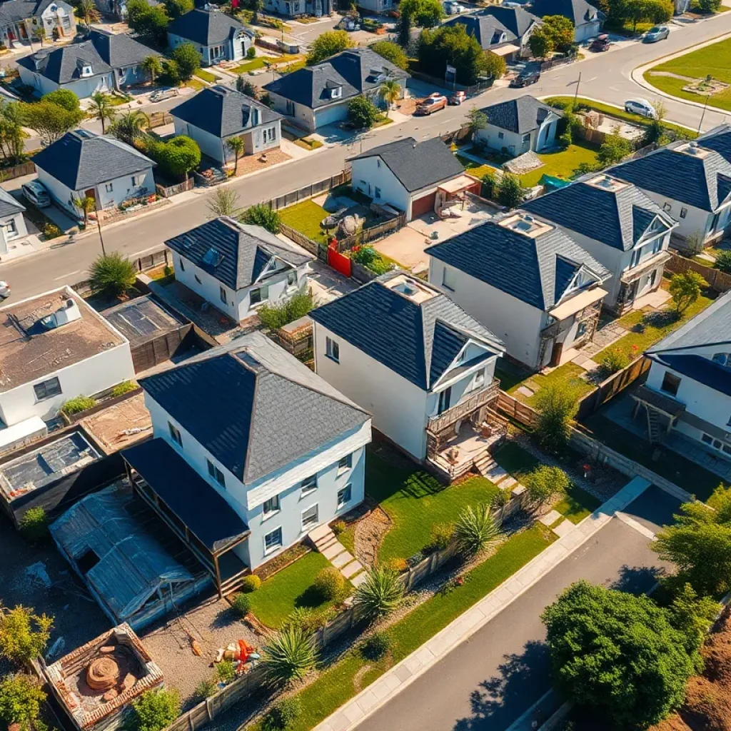 Aerial view of 3D-printed homes in Georgetown, Texas