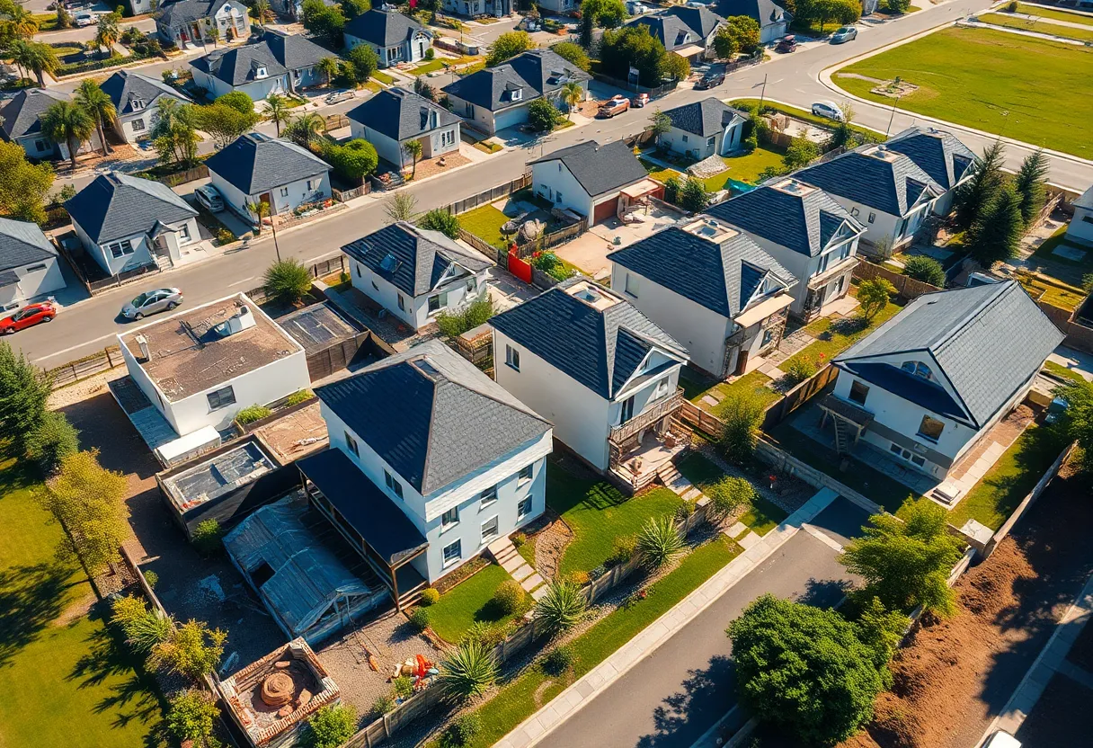 Aerial view of 3D-printed homes in Georgetown, Texas
