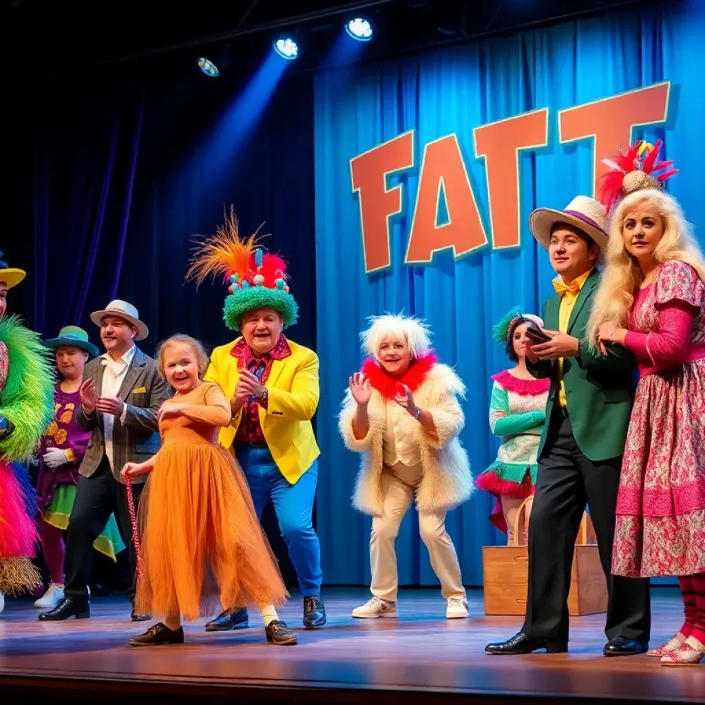 Actors performing a musical comedy at Georgetown Palace Theatre