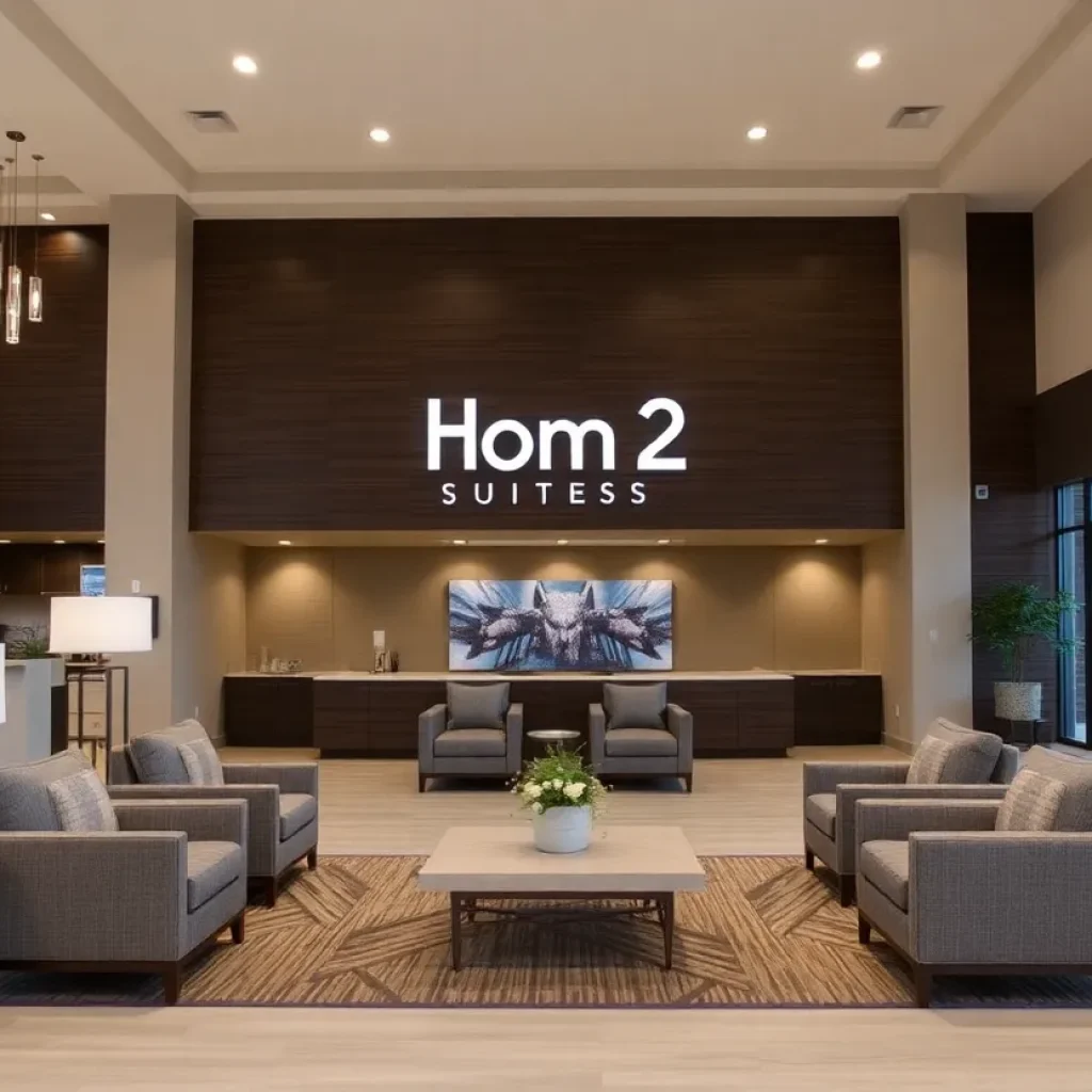 Lobby area of Home2 Suites by Hilton Georgetown with modern design.