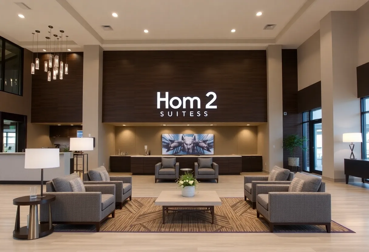 Lobby area of Home2 Suites by Hilton Georgetown with modern design.