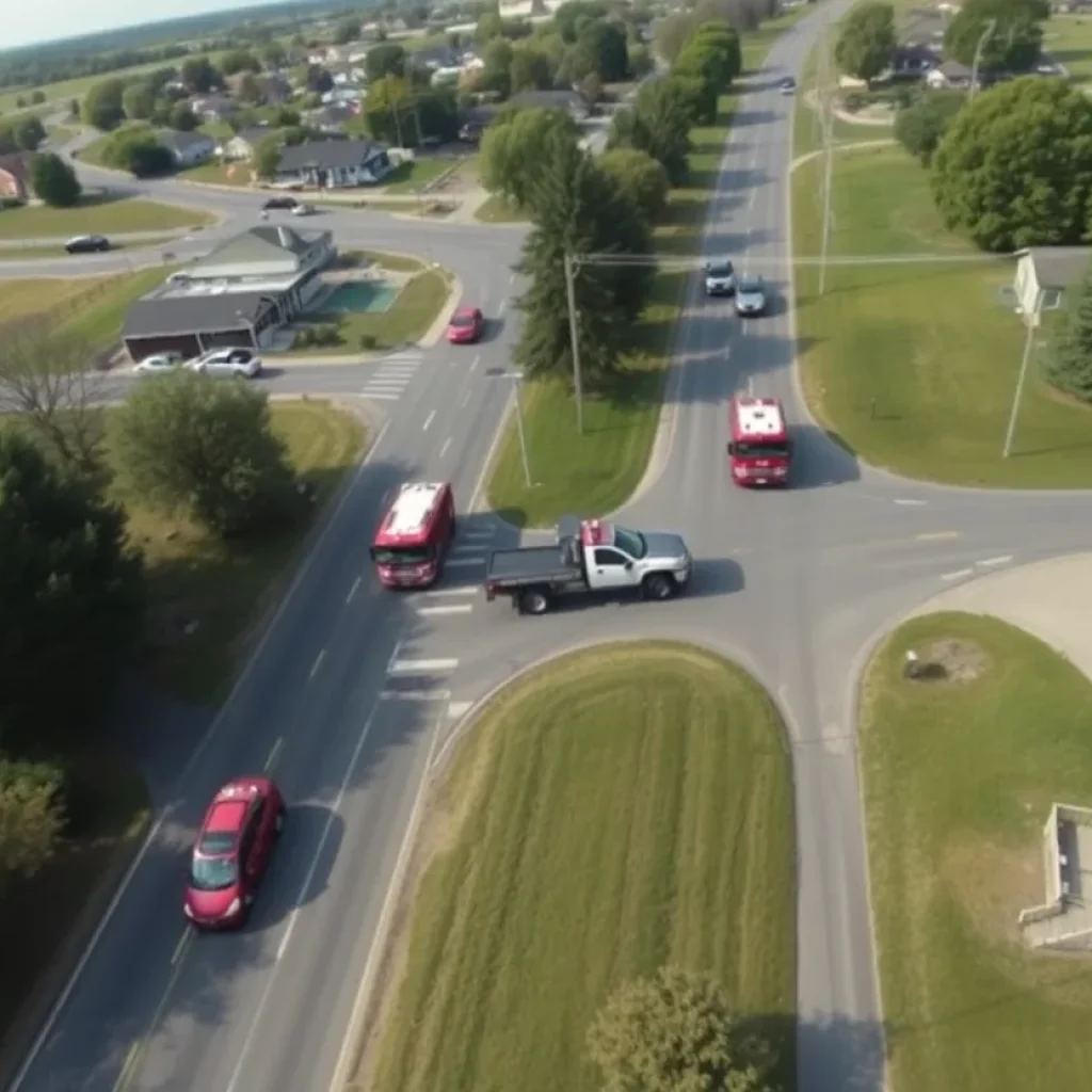 Emergency responders at a rollover crash scene in Manor, Texas