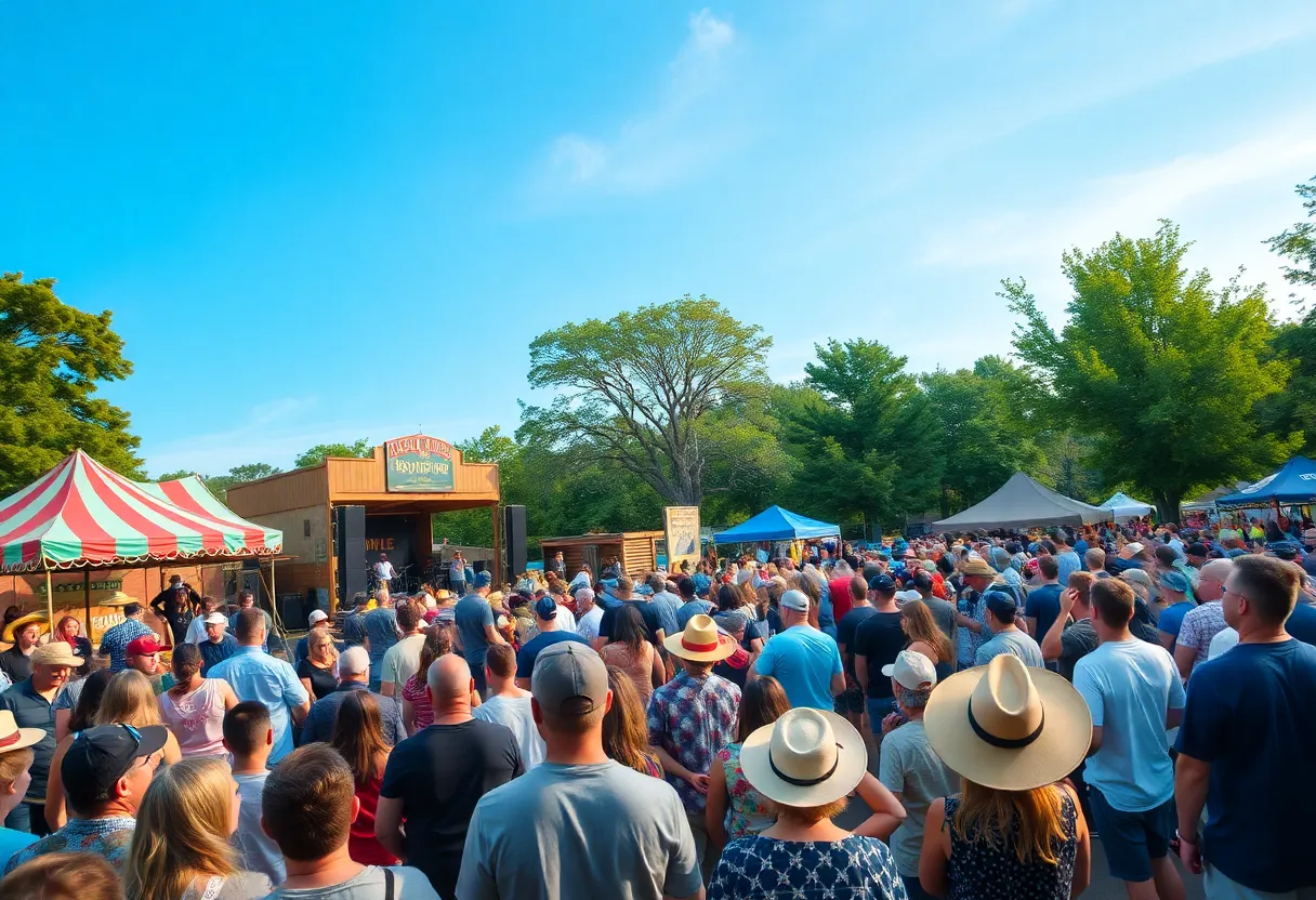 Crowds enjoying the Two Step Inn Music Festival in Georgetown, Texas.