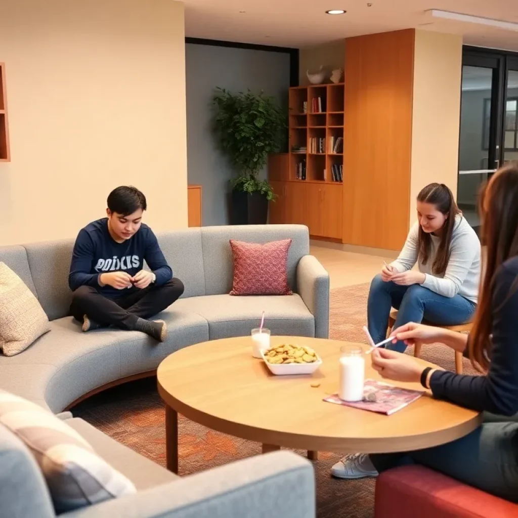 Students participating in wellness activities at university.