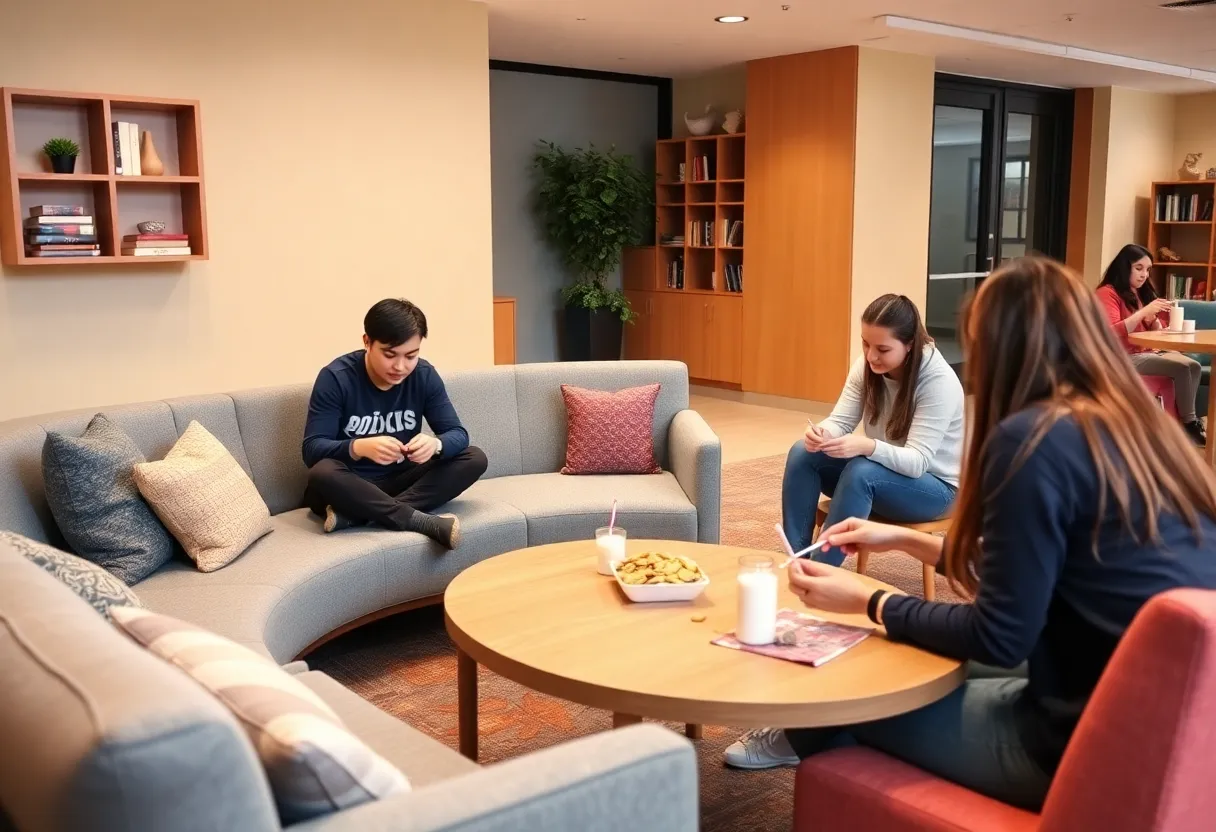 Students participating in wellness activities at university.