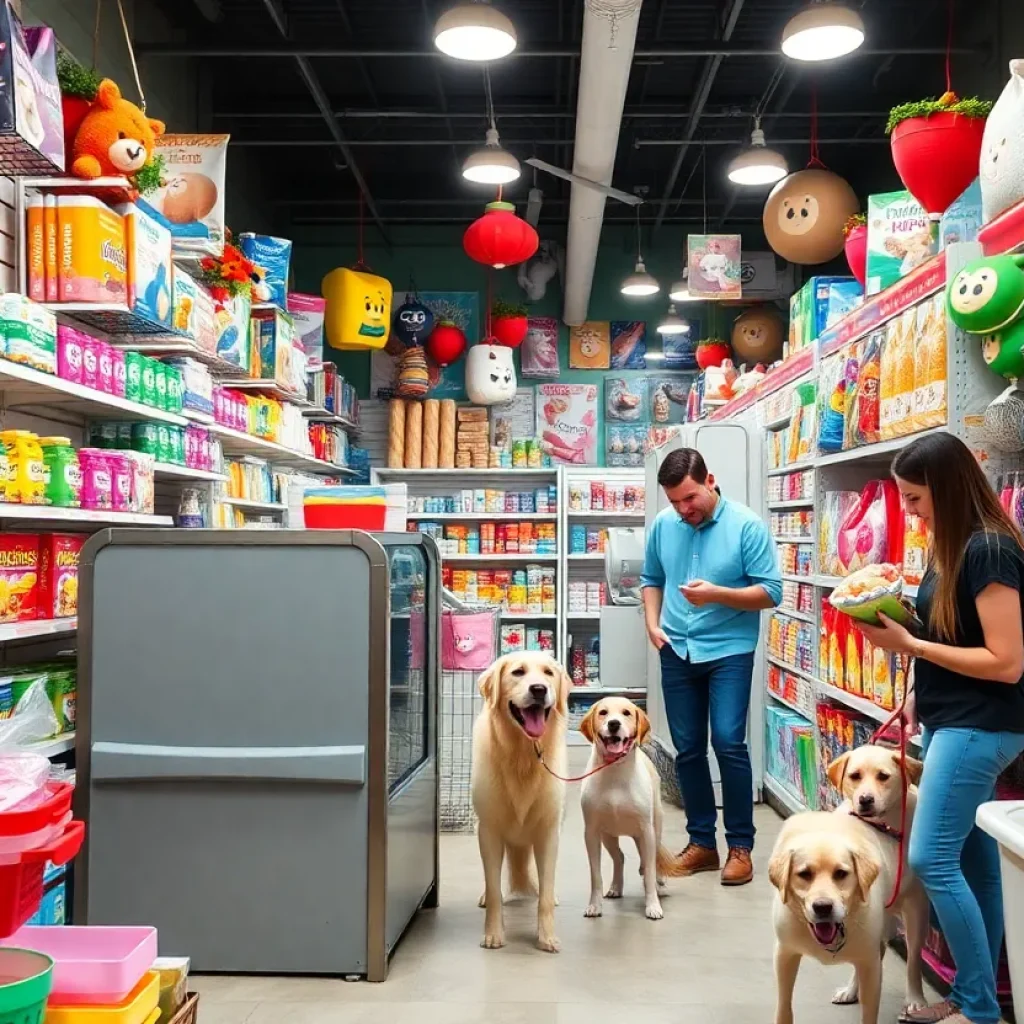 Exterior view of Wag Heaven Pet Supplies store with a welcoming entrance.