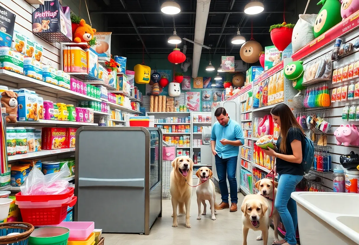 Exterior view of Wag Heaven Pet Supplies store with a welcoming entrance.