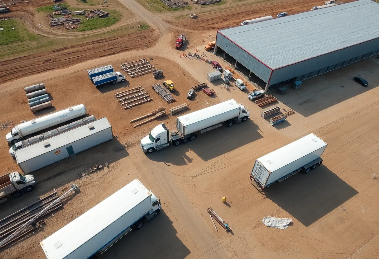 Construction site for Amazon distribution facility in Round Rock, Texas.
