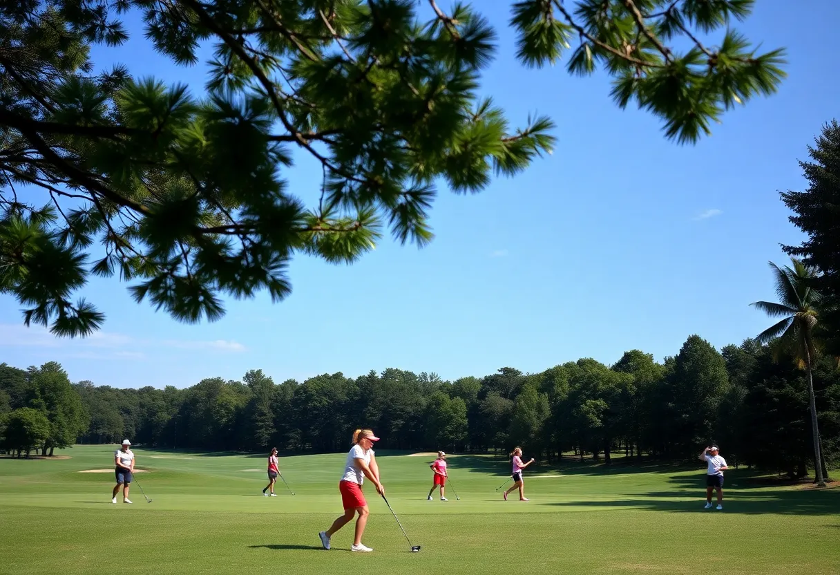 Centenary women's golf team competing on a golf course