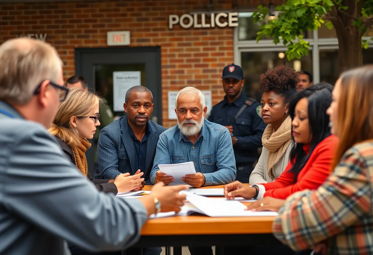 Citizens engaging in a community meeting about public safety.