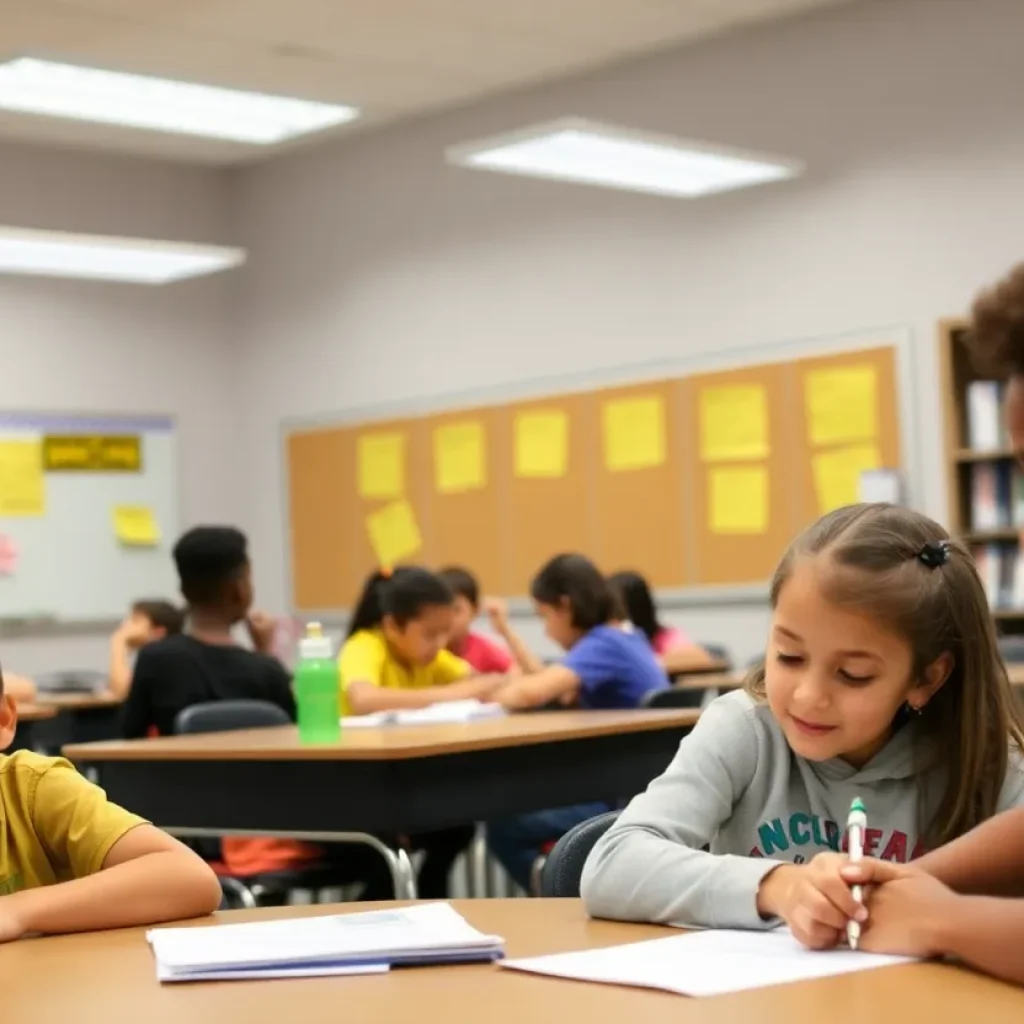 A diverse group of students in a Georgetown ISD classroom