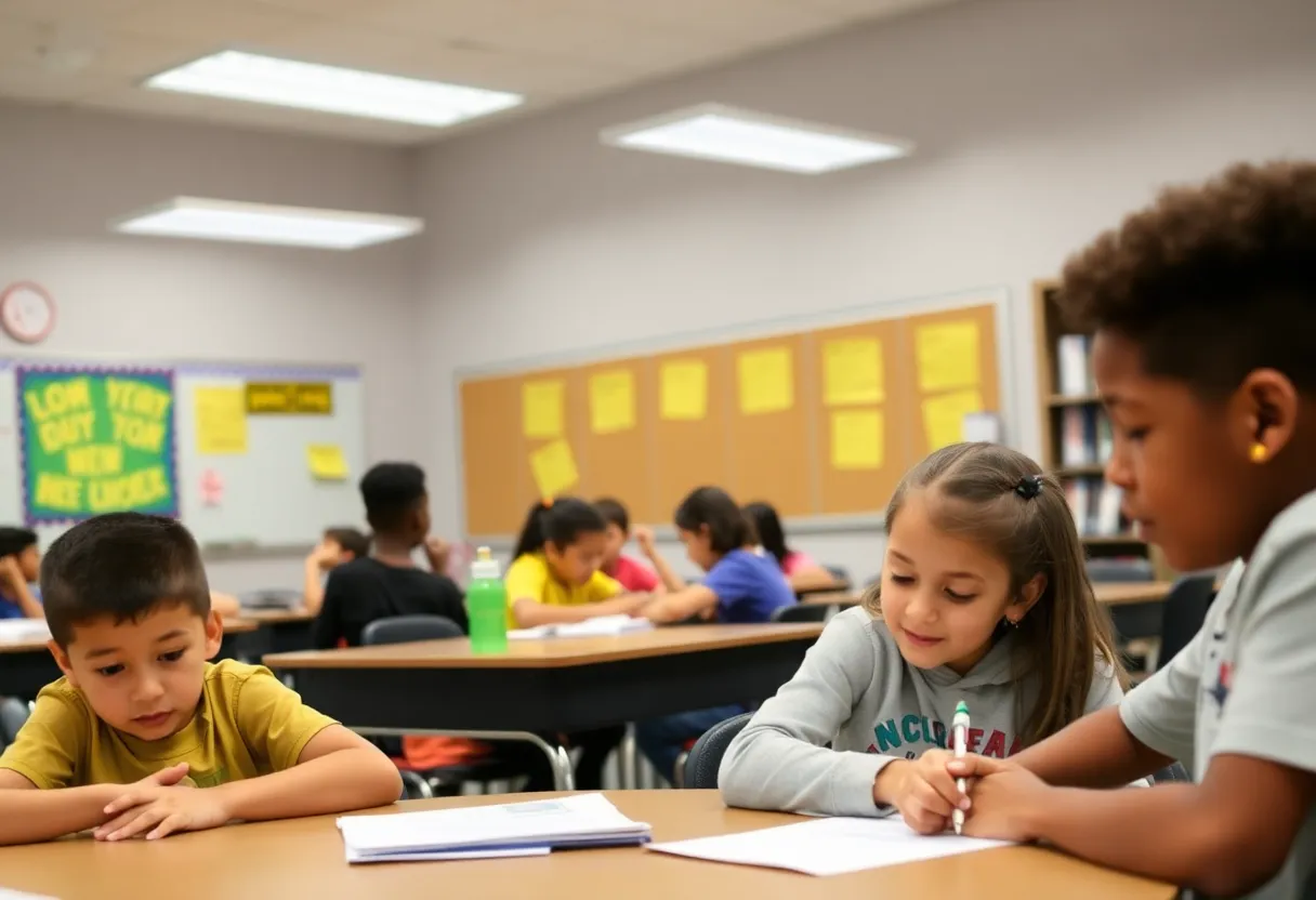 A diverse group of students in a Georgetown ISD classroom