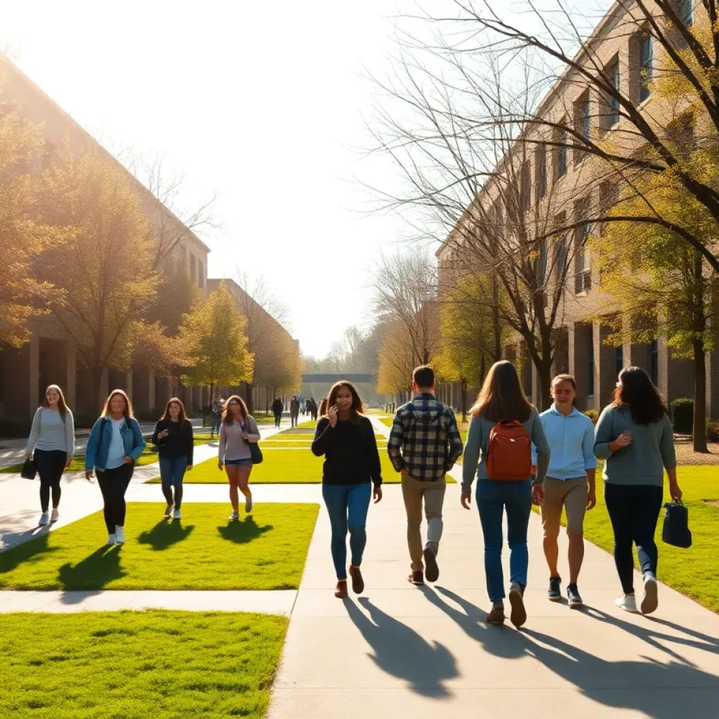 Students at Georgia Southwestern University enjoying the campus after safety alert resolved