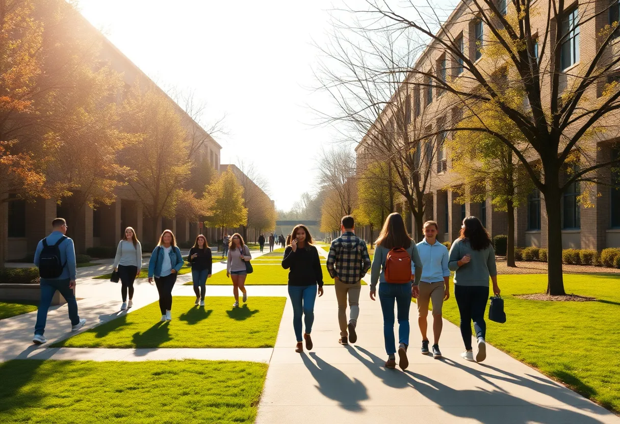Students at Georgia Southwestern University enjoying the campus after safety alert resolved