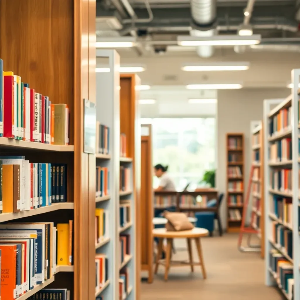 A collection of diverse books on a library shelf in Leander
