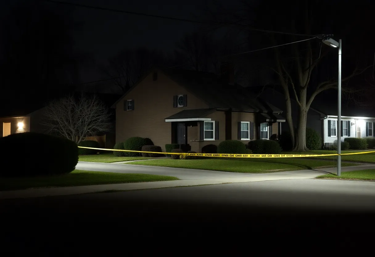 Suburban home at night illustrating a sense of fear after a home invasion.