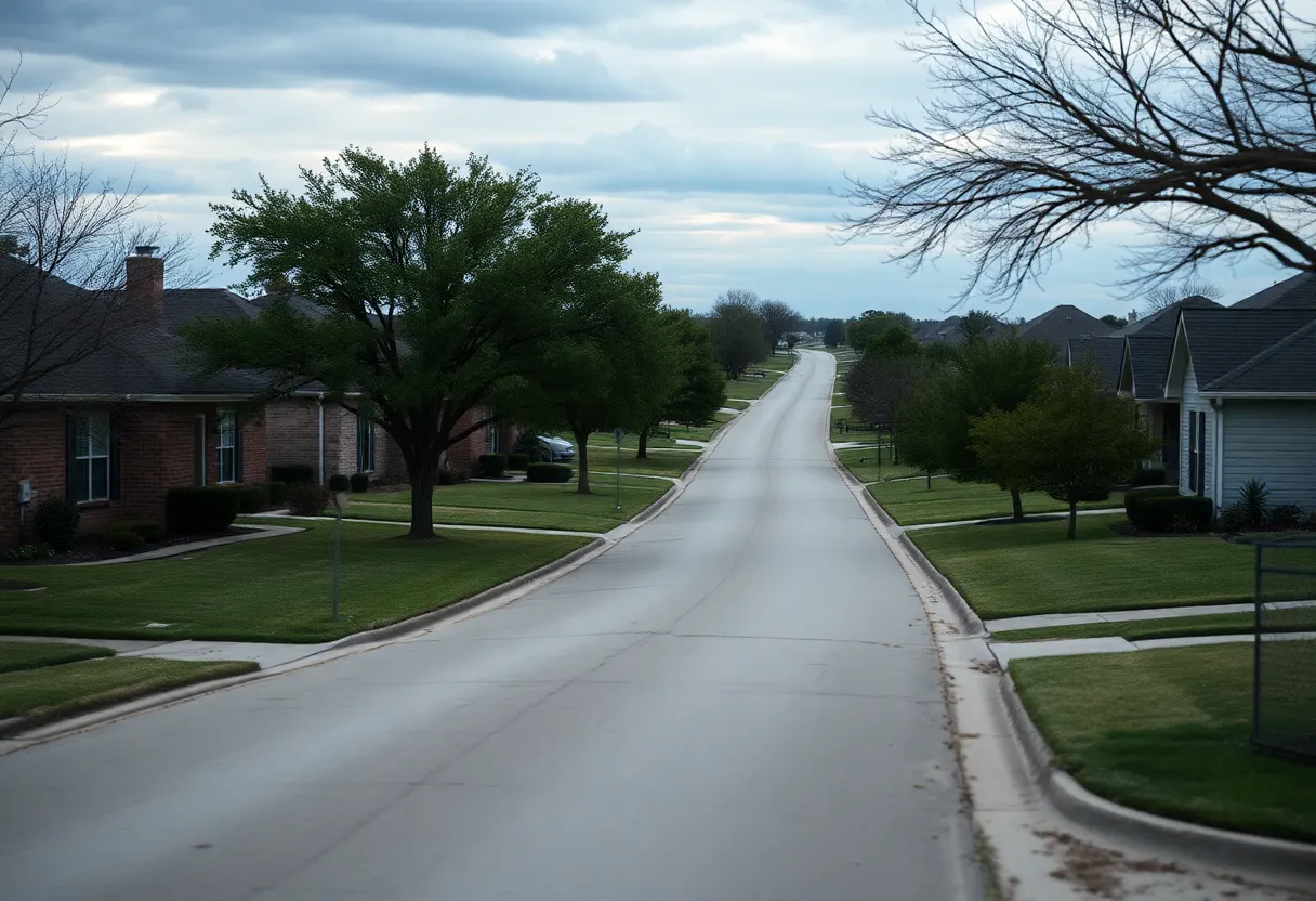 Quiet suburban neighborhood in Pflugerville, Texas