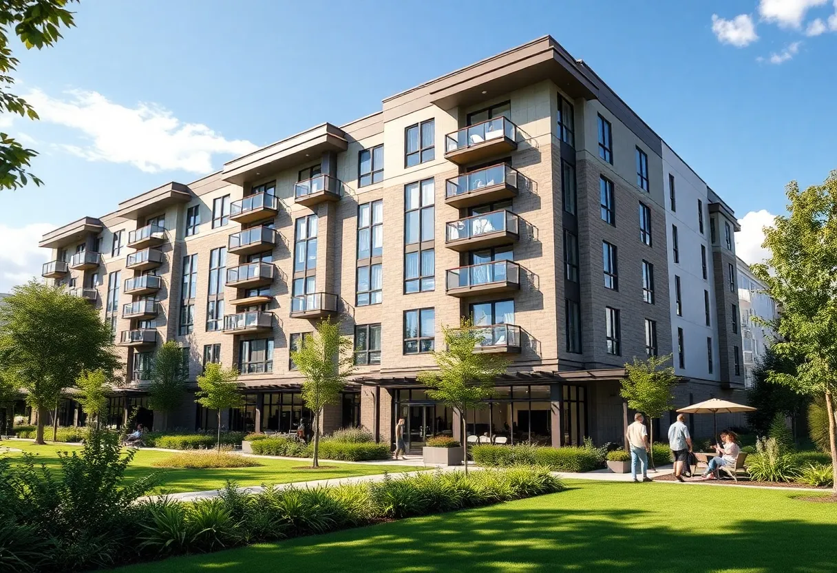 Exterior view of Rise 120 Luxury Apartments in Georgetown TX