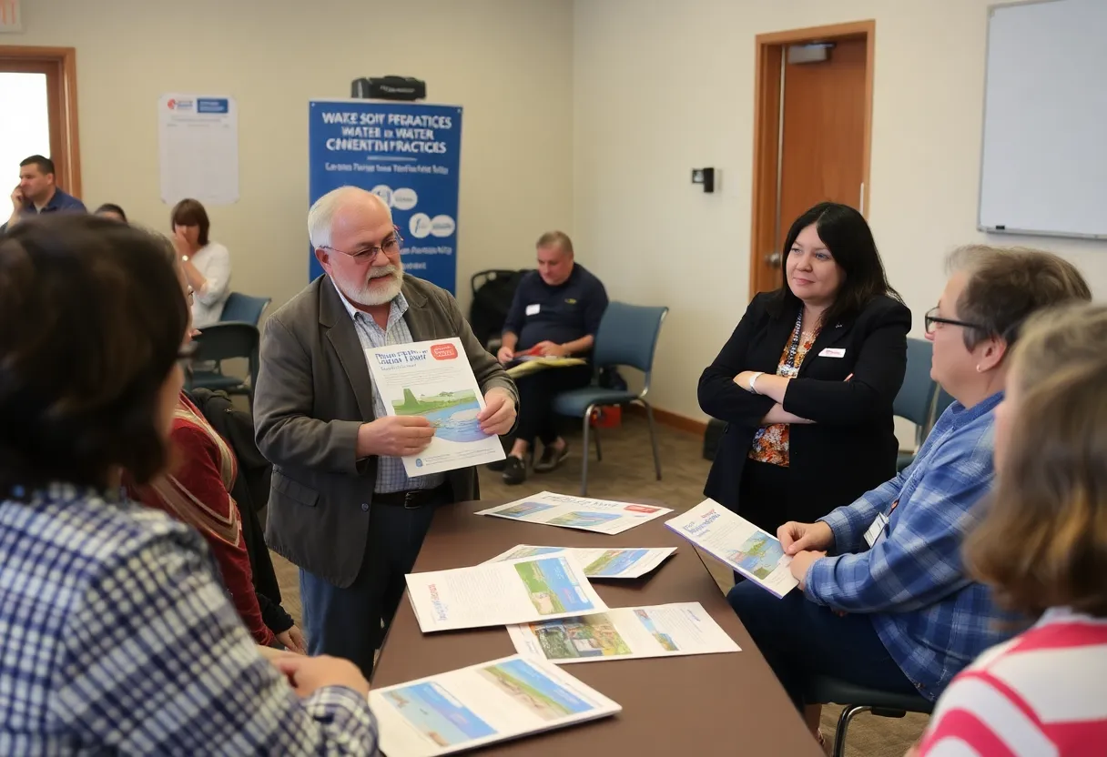 Residents of Round Rock discussing water conservation strategies