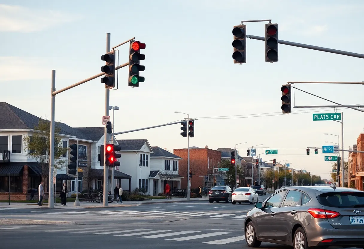 New traffic signals at a busy intersection in Georgetown