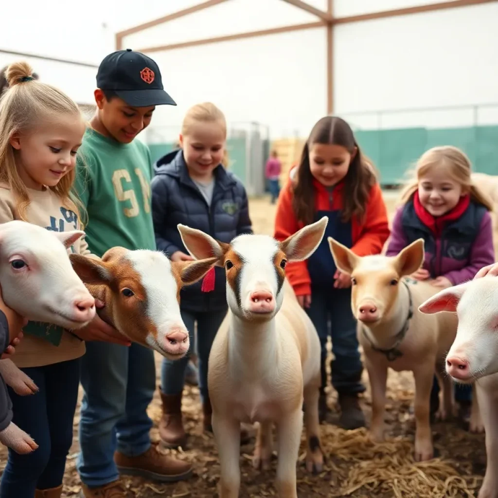 Students participating in Vandegrift High School's Agriculture Program with animals.